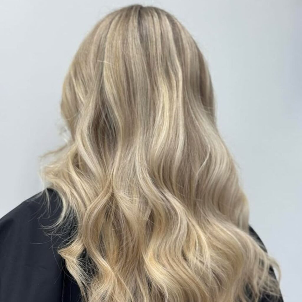 blonde hair blow dried