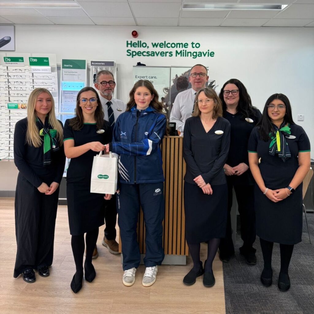 Specsavers Milngavie with young skier Isla 